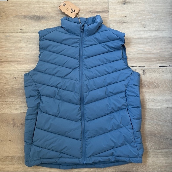 Gym+coffee Sz L Metal Blue Quilted Puffer Urban Expedition Vest *O26 - Picture 1 of 4